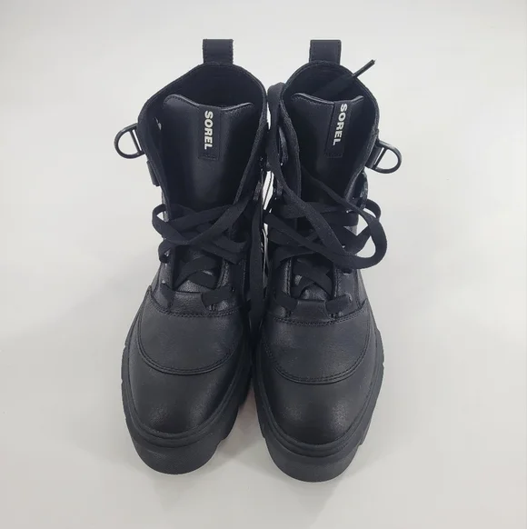 Sorel Caribou Boot Lace Up Black Leather Rubber Size 8 New - Picture 3 of 7